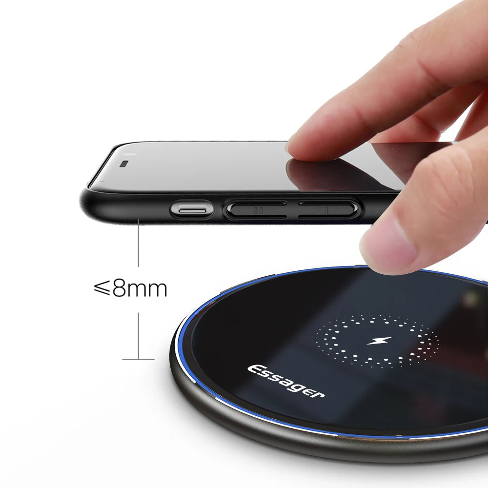 Essager 15W Transparent Wireless Charger – Slim Qi Pad for iPhone & AirPods