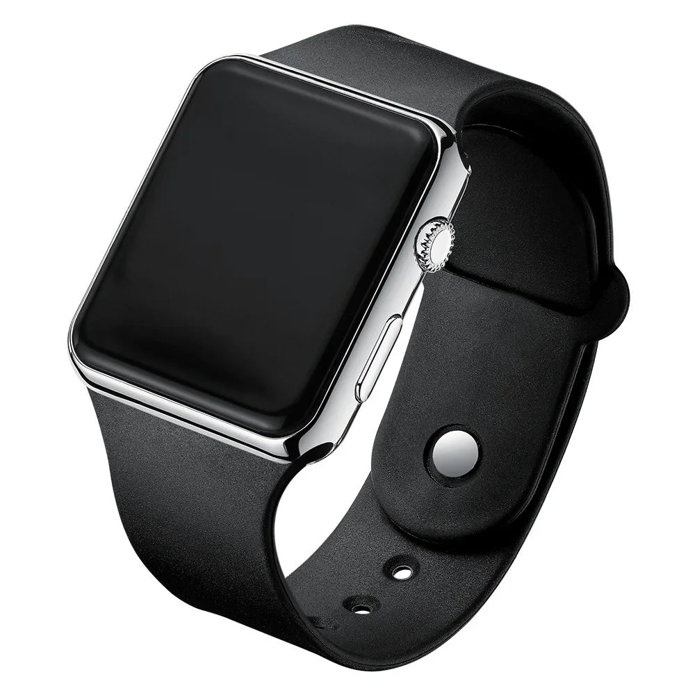 Square LED Sports Watch - Minimalist Silicone Digital Wristwatch