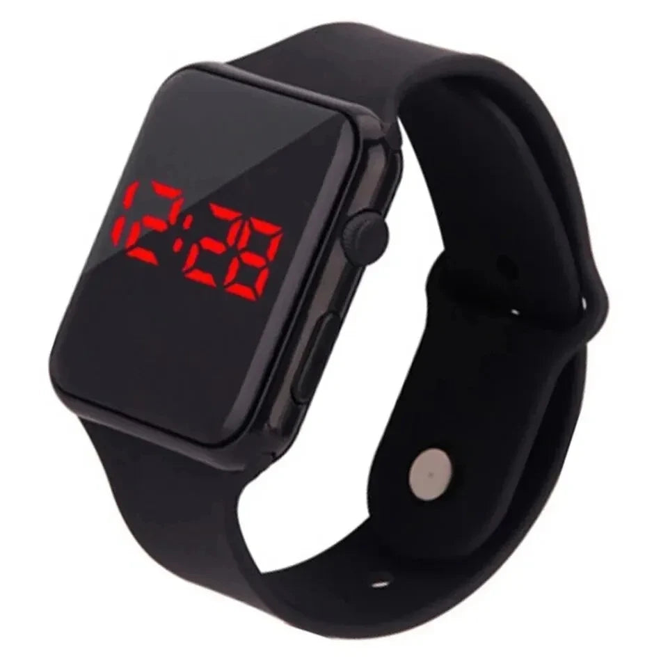 Square LED Sports Watch - Minimalist Silicone Digital Wristwatch