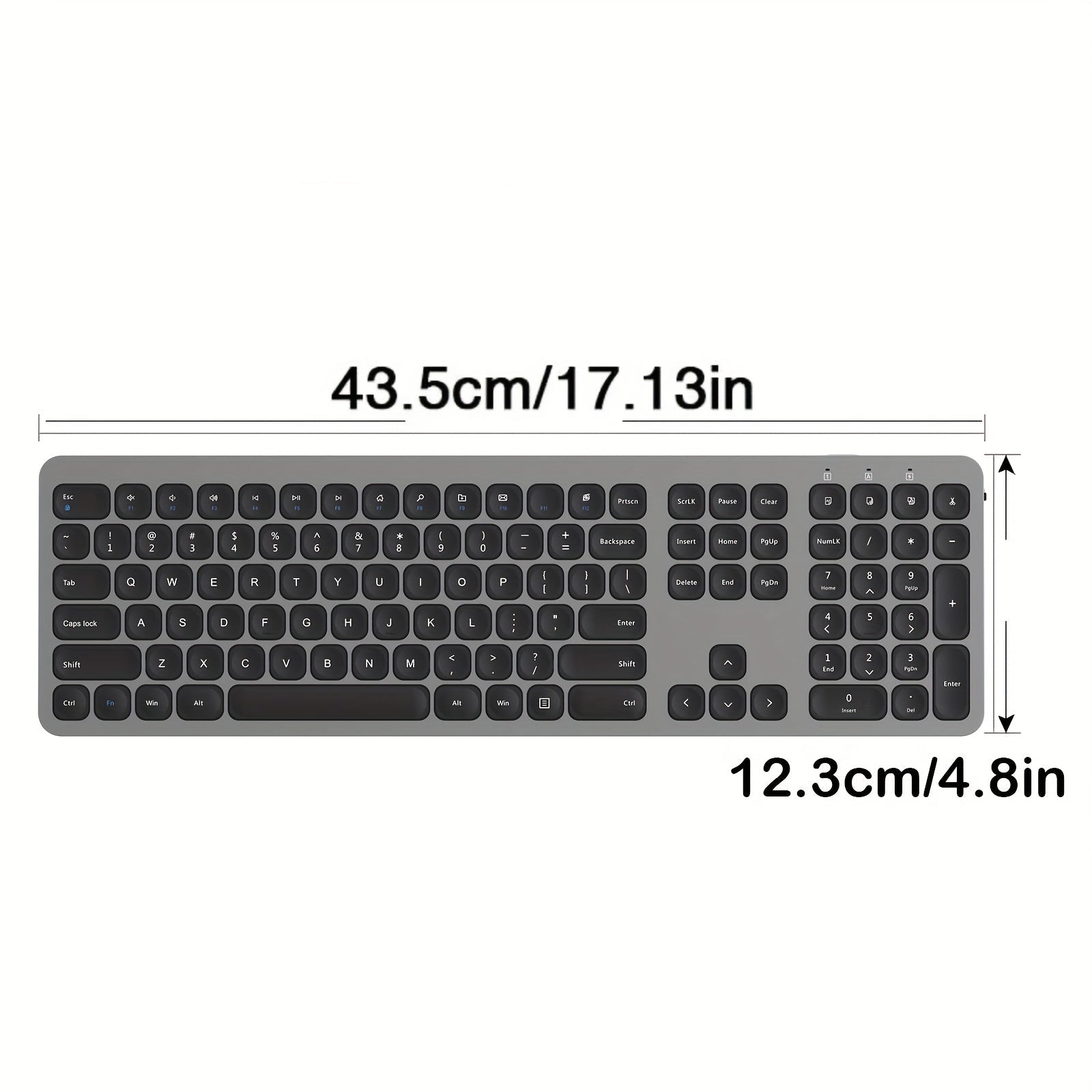 Wireless 2.4G Keyboard with Numeric Keypad – Grey Universal Keyboard for PC/Tablet